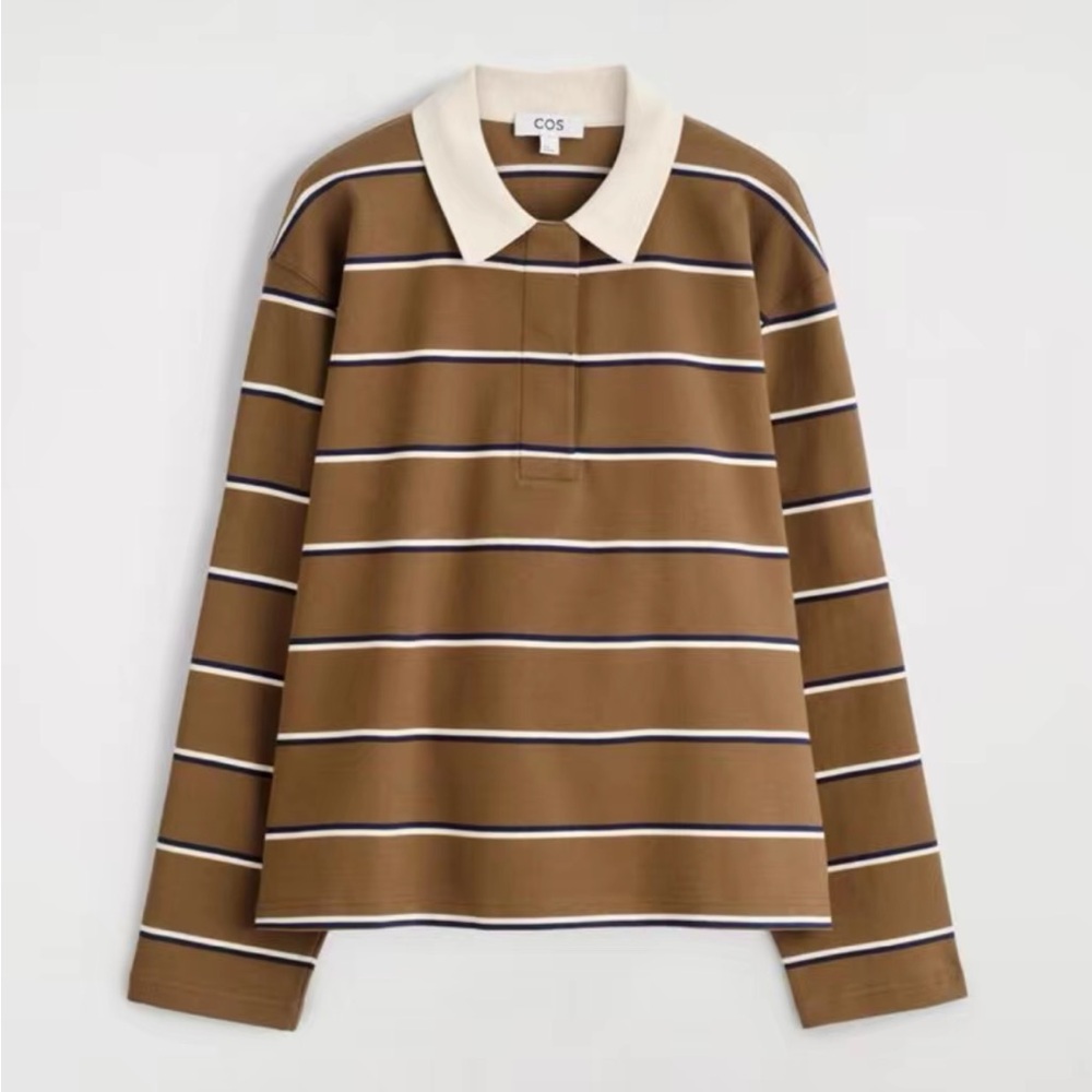 NWOT Cos STRIPED LONG-SLEEVED POLO SHIRT Size XS